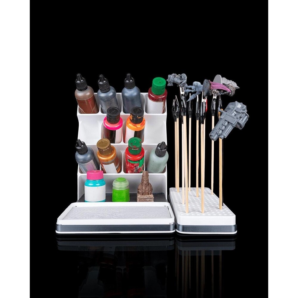 Painter’s Station Desk Organizer, Hobby Paint Bottle Holder with Drying Rack,  P